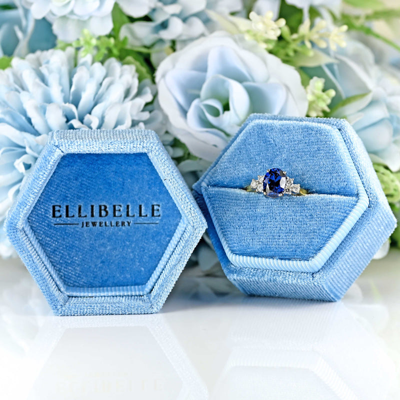 Ellibelle Jewellery Sapphire & Diamond 18ct Gold Seven-Stone Ring