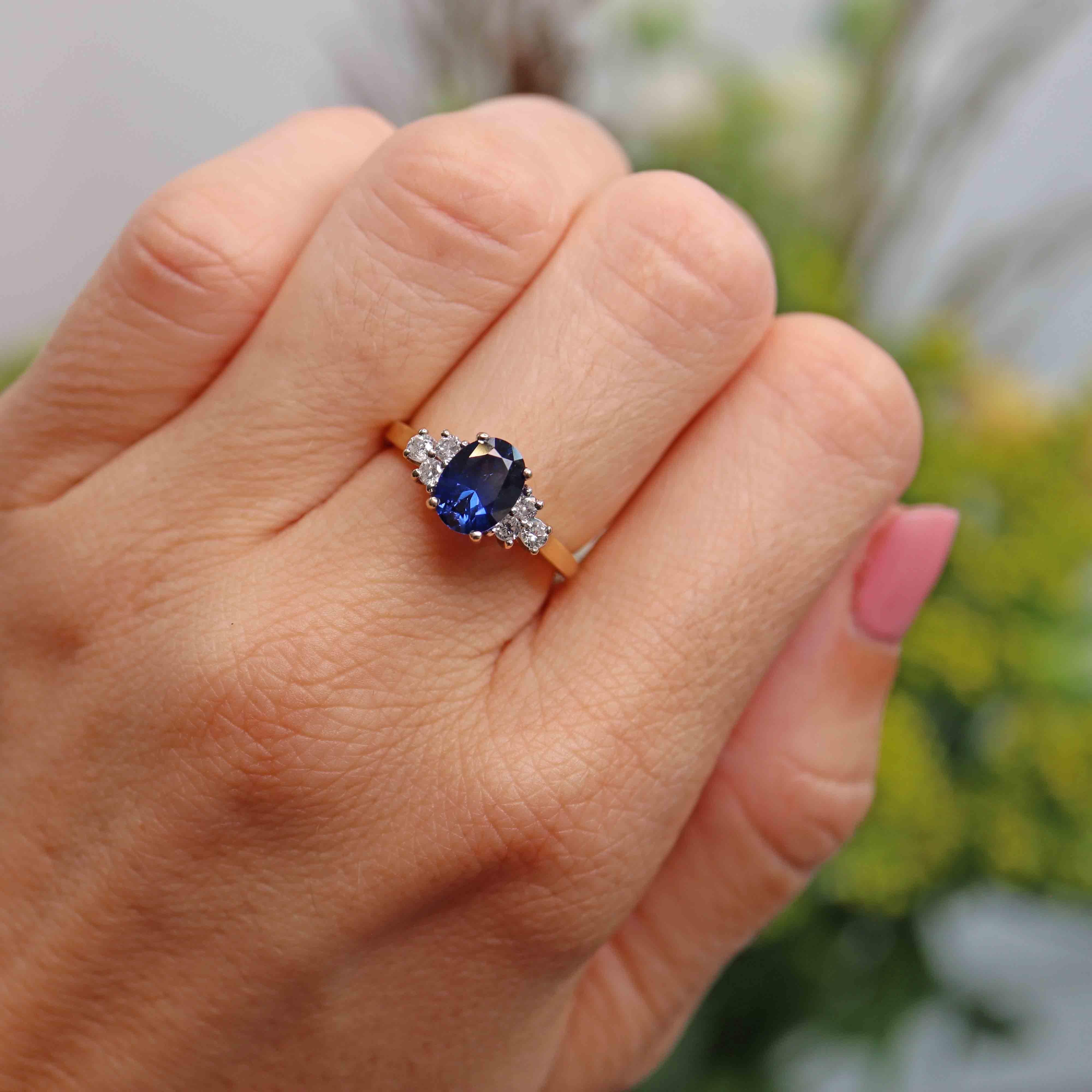 Ellibelle Jewellery Sapphire & Diamond 18ct Gold Seven-Stone Ring