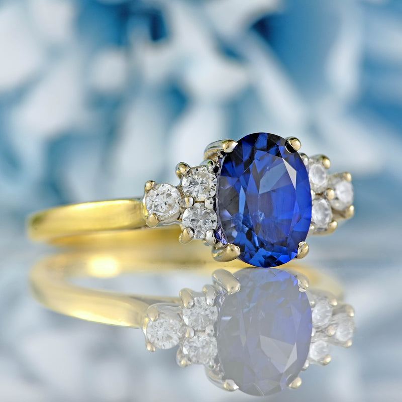 Ellibelle Jewellery Sapphire & Diamond 18ct Gold Seven-Stone Ring