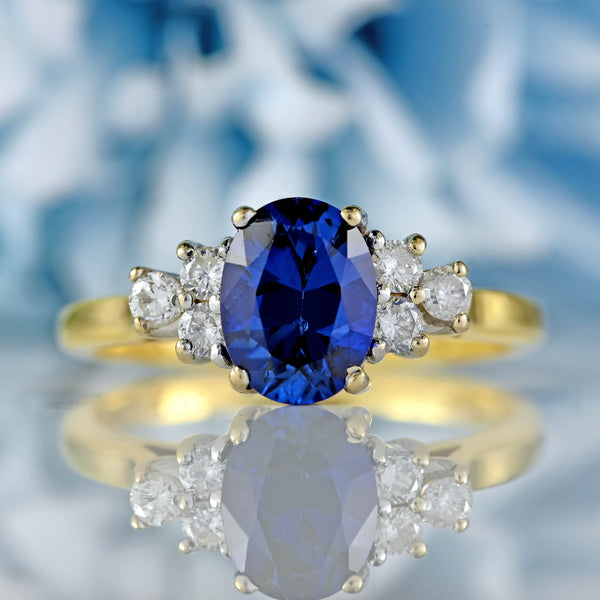 Ellibelle Jewellery Sapphire & Diamond 18ct Gold Seven-Stone Ring