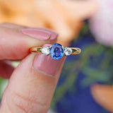 Ellibelle Jewellery Sapphire & Diamond 18ct Gold Three-Stone Engagement Ring (0.80cts)
