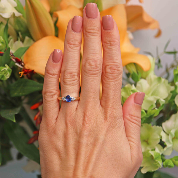 Ellibelle Jewellery Sapphire & Diamond 18ct Gold Three-Stone Engagement Ring (0.80cts)