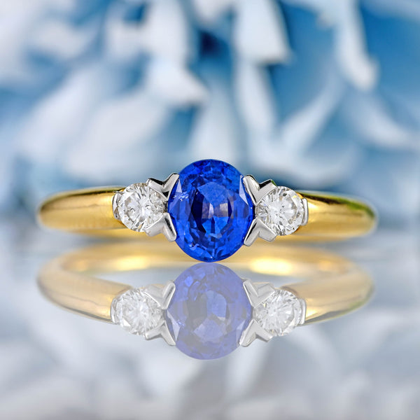 Ellibelle Jewellery Sapphire & Diamond 18ct Gold Three-Stone Engagement Ring (0.80cts)