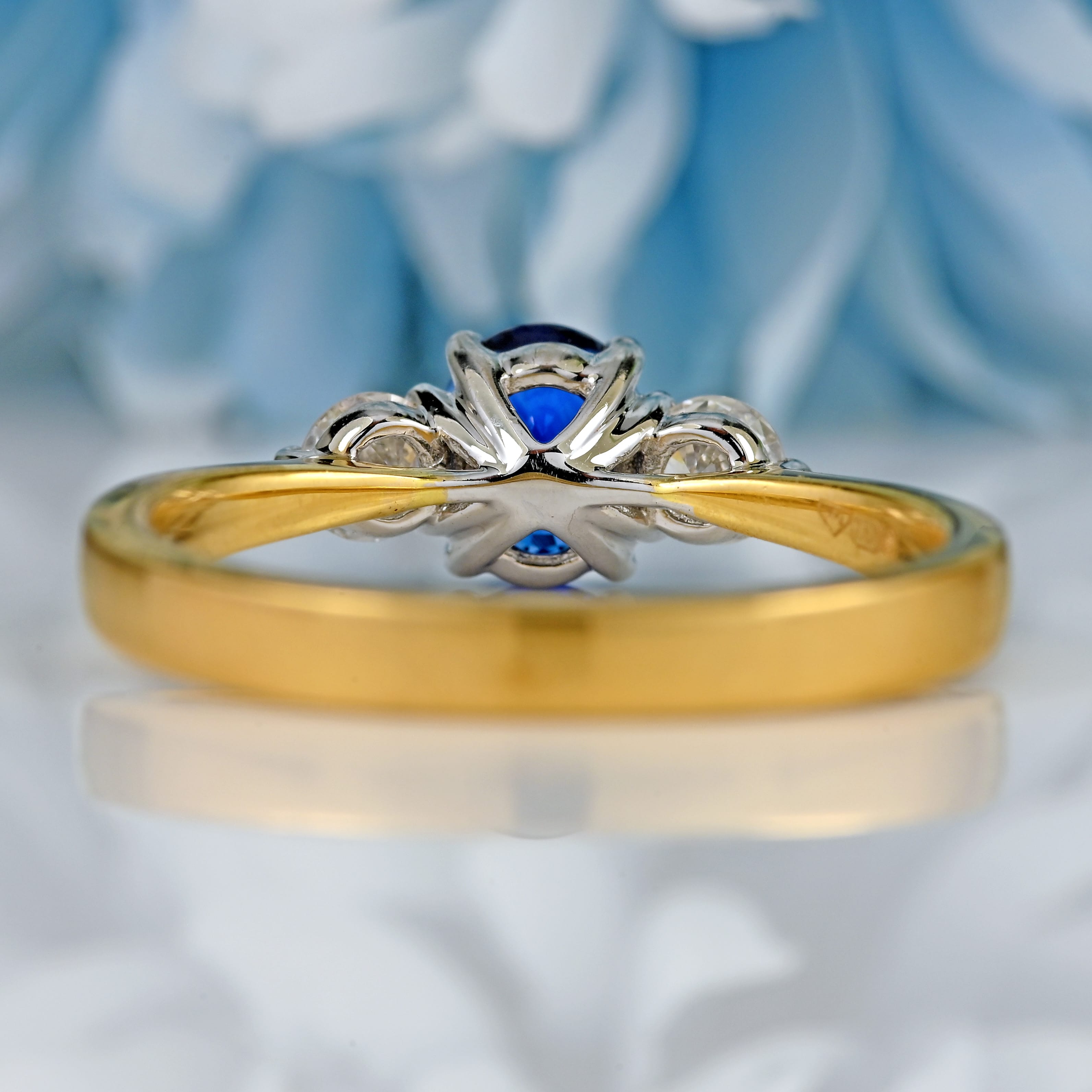 Ellibelle Jewellery Sapphire & Diamond 18ct Gold Three-Stone Trilogy Ring (0.80cts)
