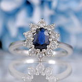 Ellibelle Jewellery Sapphire & Diamond 18ct White Gold Cluster Engagement Ring (0.80ct)