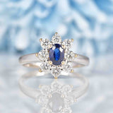 Ellibelle Jewellery Sapphire & Diamond 18ct White Gold Cluster Engagement Ring