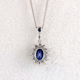 Ellibelle Jewellery Sapphire & Diamond 18ct White Gold Cluster Pendant Necklace