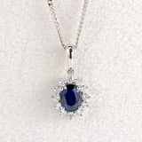 Ellibelle Jewellery Sapphire & Diamond 18ct White Gold Cluster Pendant Necklace