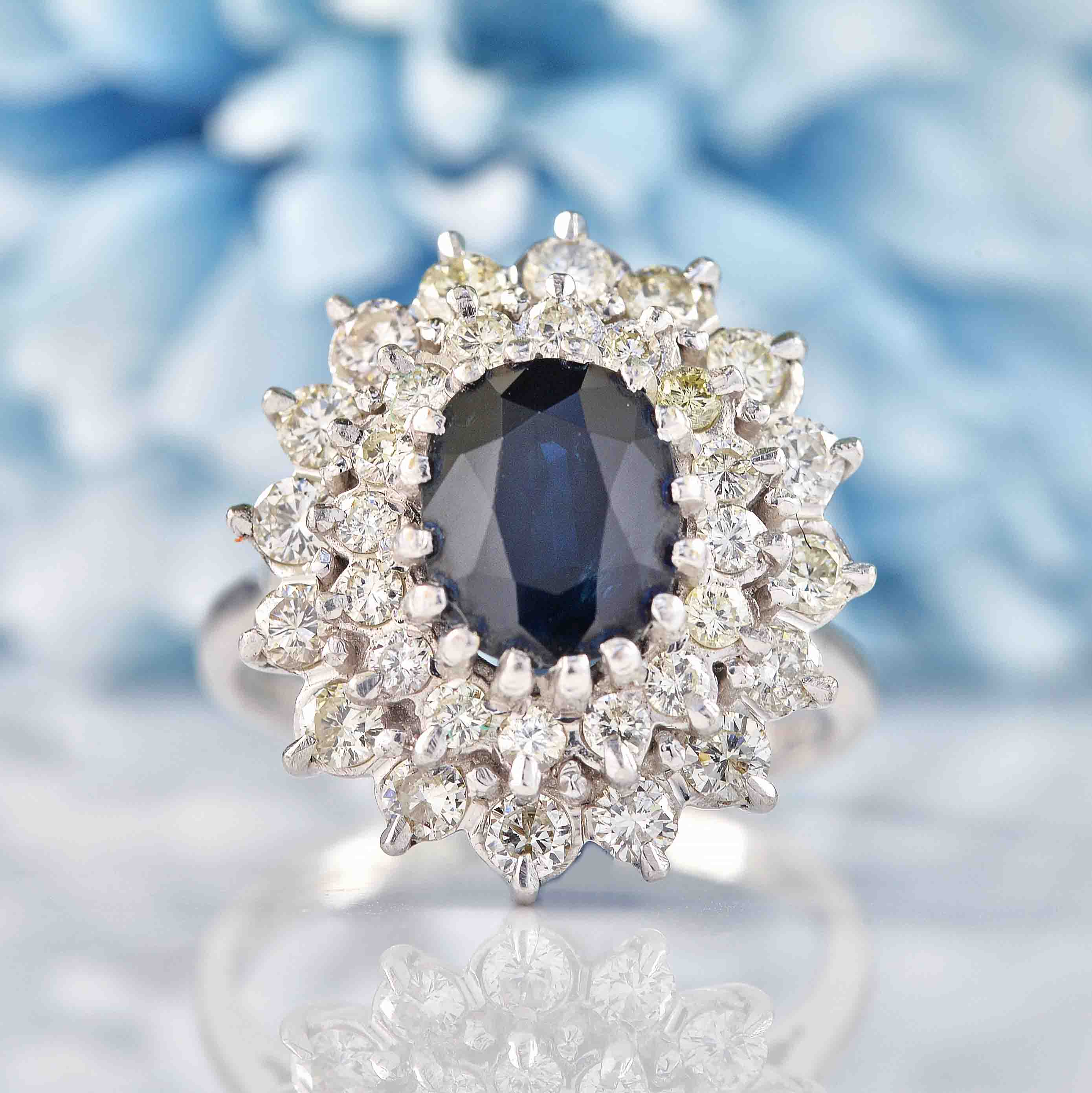 Ellibelle Jewellery Sapphire & Diamond 18ct White Gold Cluster Ring