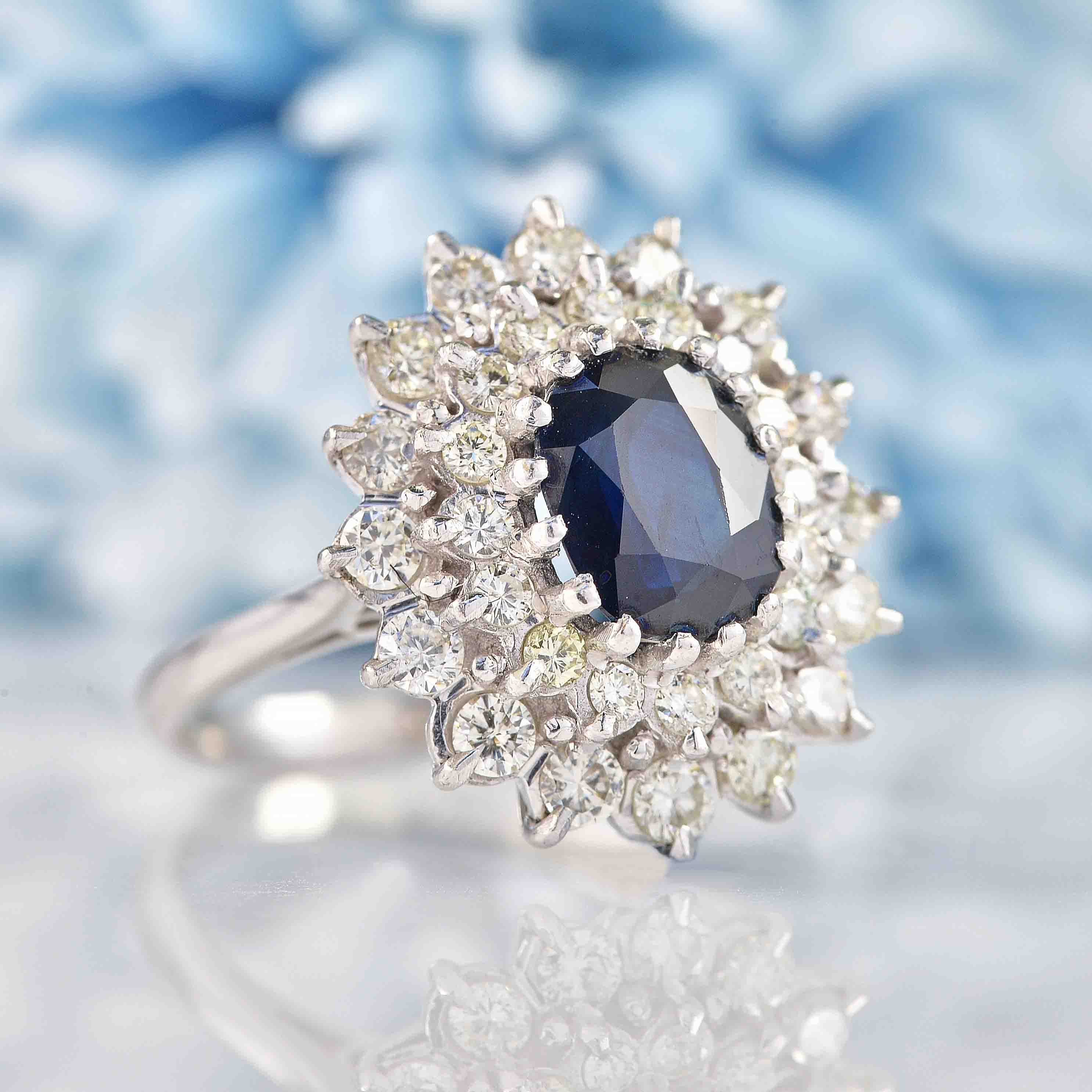 Ellibelle Jewellery Sapphire & Diamond 18ct White Gold Cluster Ring