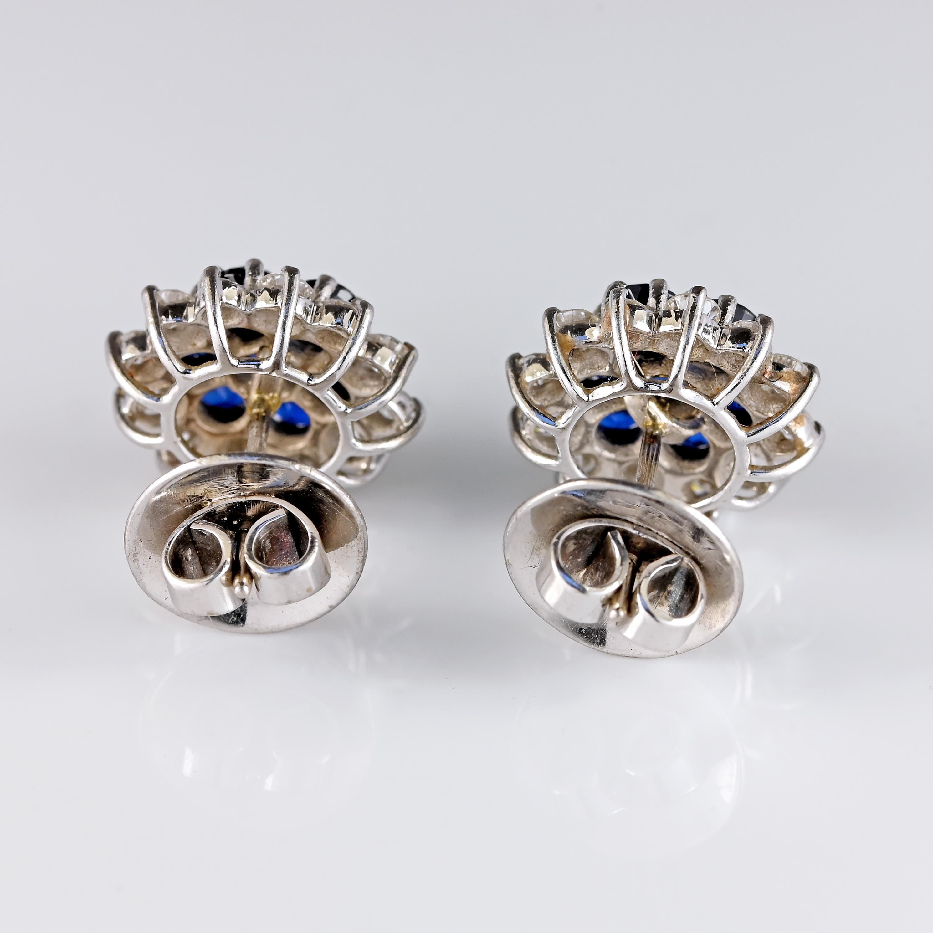 Ellibelle Jewellery Sapphire & Diamond 18ct White Gold Cluster Stud Earrings
