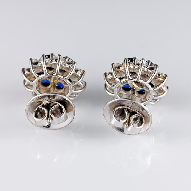 Ellibelle Jewellery Sapphire & Diamond 18ct White Gold Cluster Stud Earrings