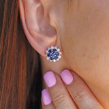 Ellibelle Jewellery Sapphire & Diamond 18ct White Gold Cluster Stud Earrings