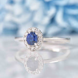 Ellibelle Jewellery Sapphire & Diamond 18ct White Gold Oval Cluster Ring (0.44ct)