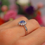 Ellibelle Jewellery Sapphire & Diamond 18ct White Gold Oval Cluster Ring (0.76cts)