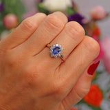 Ellibelle Jewellery Sapphire & Diamond 18ct White Gold Oval Cluster Ring (0.76cts)