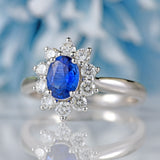 Ellibelle Jewellery Sapphire & Diamond 18ct White Gold Oval Cluster Ring (0.76cts)