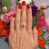 Ellibelle Jewellery Sapphire & Diamond 18ct White Gold Oval Cluster Ring (0.76cts)