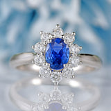Ellibelle Jewellery Sapphire & Diamond 18ct White Gold Oval Cluster Ring (0.76cts)
