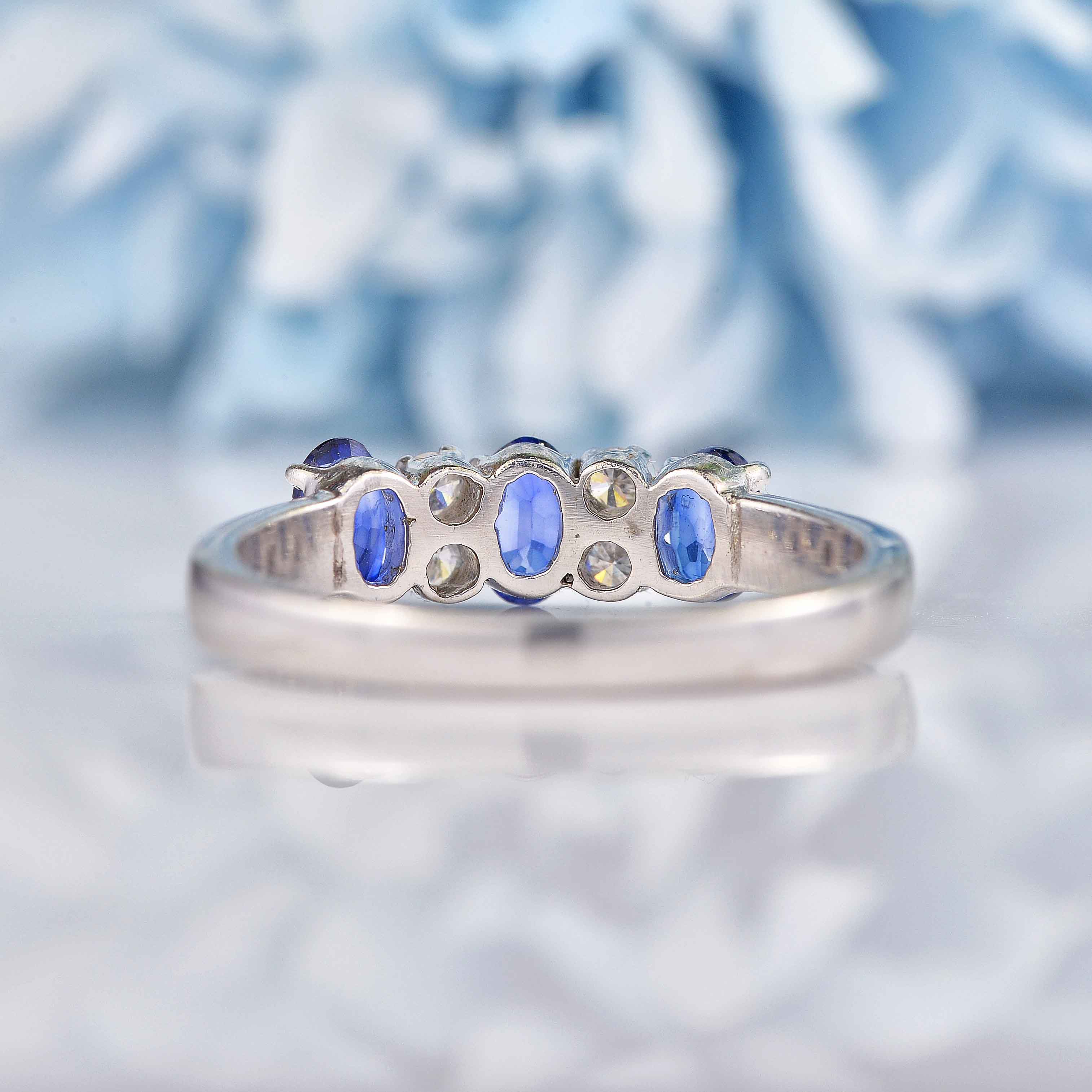 Ellibelle Jewellery Sapphire & Diamond 18ct White Gold Seven-Stone Ring