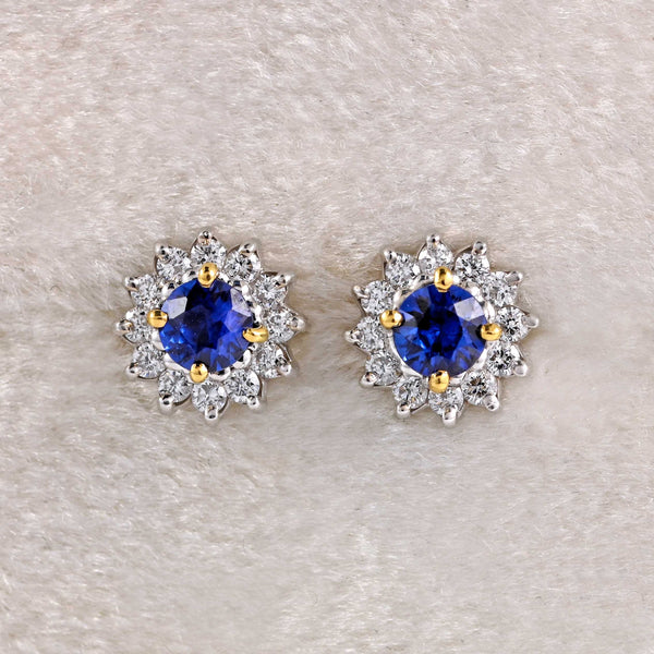 Ellibelle Jewellery Sapphire & Diamond 18ct White Gold Stud Earrings