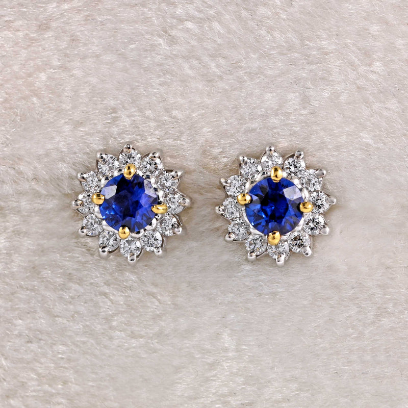 Ellibelle Jewellery Sapphire & Diamond 18ct White Gold Stud Earrings