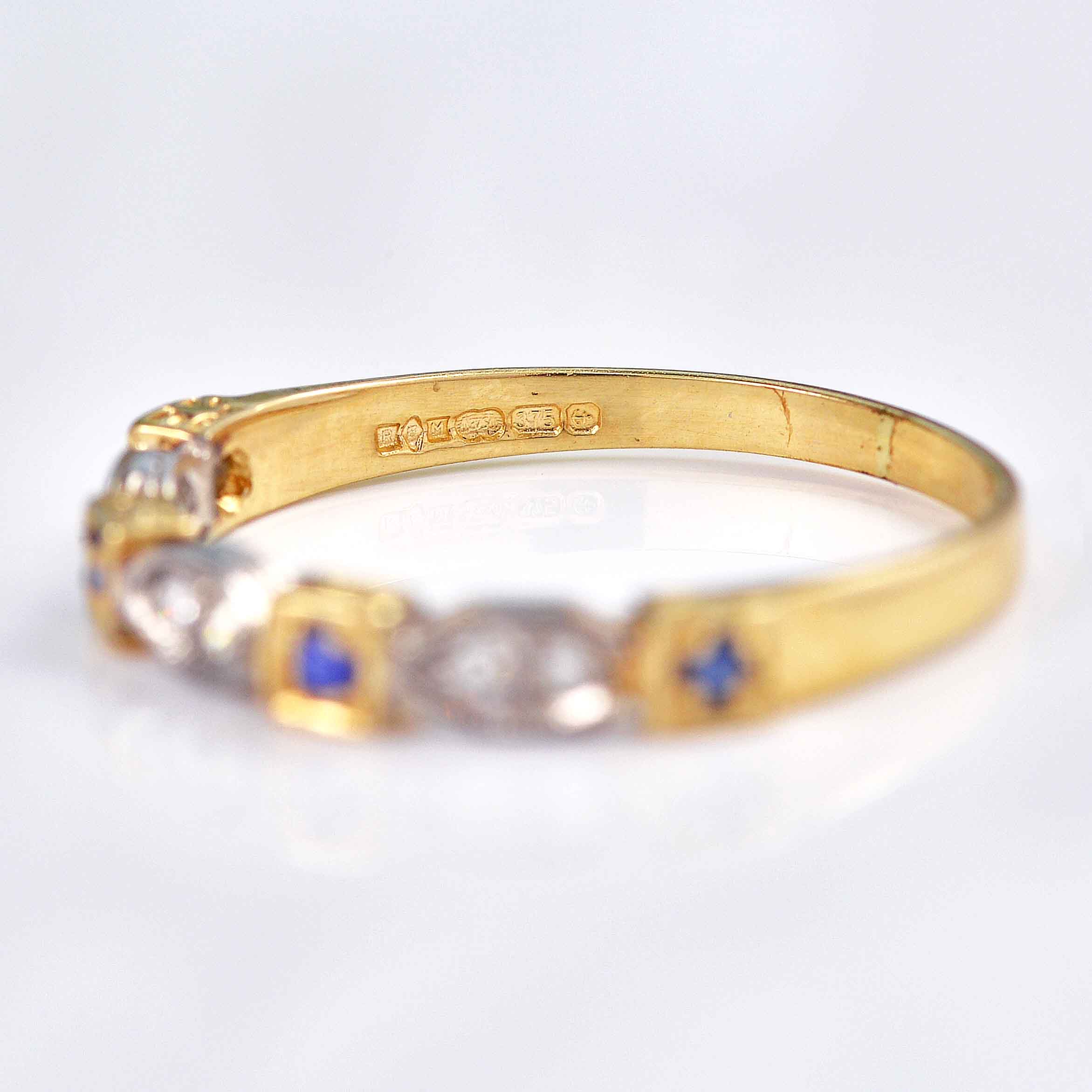 Ellibelle Jewellery Sapphire & Diamond 9ct Gold Geometric Stacking Band Ring