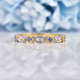 Ellibelle Jewellery Sapphire & Diamond 9ct Gold Geometric Stacking Band Ring