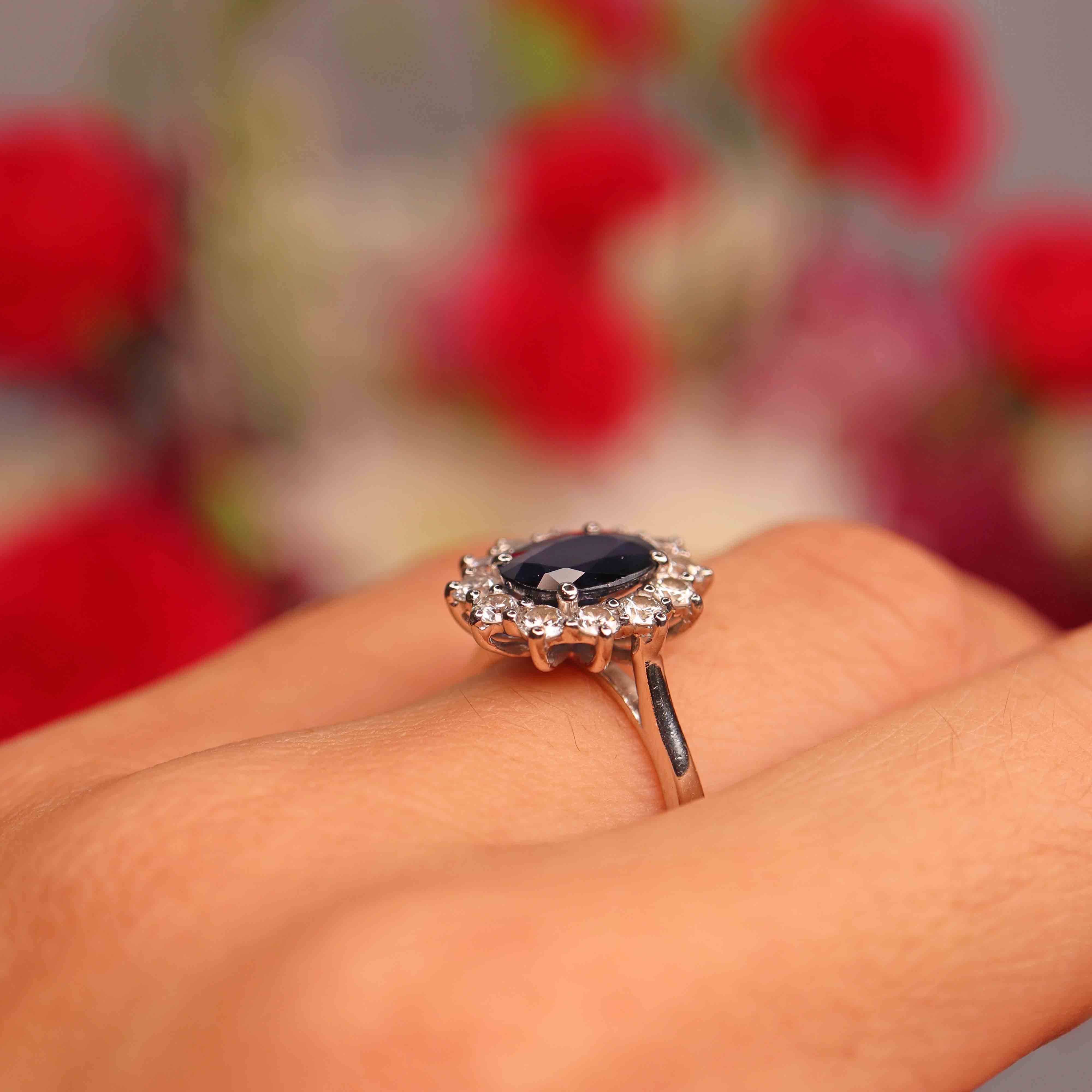 Ellibelle Jewellery Sapphire & Diamond Platinum Cluster Ring (1.62cts)
