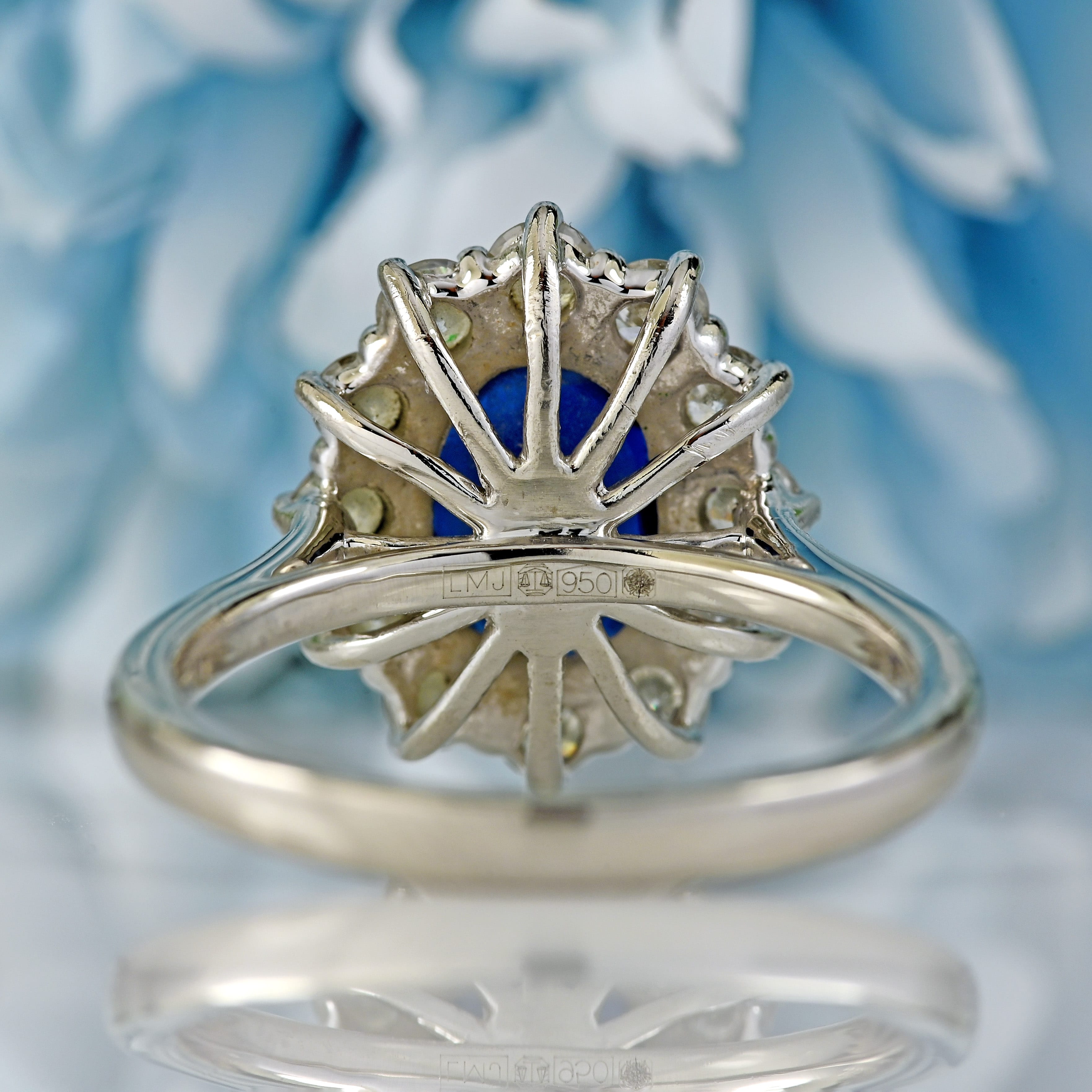 Ellibelle Jewellery Sapphire & Diamond Platinum Cluster Ring (1.62cts)