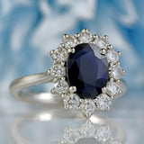 Ellibelle Jewellery Sapphire & Diamond Platinum Cluster Ring (1.62cts)