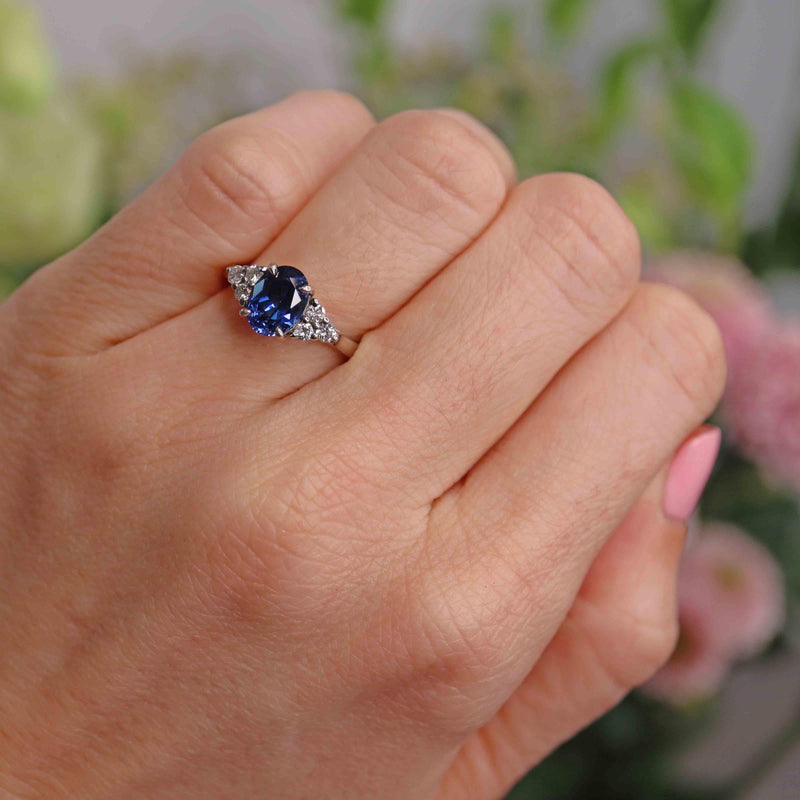 Ellibelle Jewellery Sapphire & Diamond Platinum Engagement Ring (1.90ct)