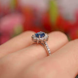 Ellibelle Jewellery Sapphire & Diamond Platinum Oval Cluster Ring (0.70cts)