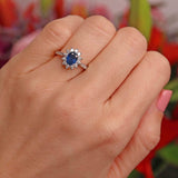 Ellibelle Jewellery Sapphire & Diamond Platinum Oval Cluster Ring (0.70cts)