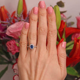 Ellibelle Jewellery Sapphire & Diamond Platinum Oval Cluster Ring (0.70cts)