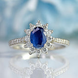 Ellibelle Jewellery Sapphire & Diamond Platinum Oval Cluster Ring (0.70cts)