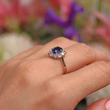 Ellibelle Jewellery Sapphire & Diamond Platinum Oval Cluster Ring (1.68cts)