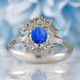 Ellibelle Jewellery Sapphire & Diamond Platinum Oval Cluster Ring (1.68cts)