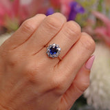 Ellibelle Jewellery Sapphire & Diamond Platinum Oval Cluster Ring (1.68cts)