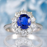 Ellibelle Jewellery Sapphire & Diamond Platinum Oval Cluster Ring (1.68cts)