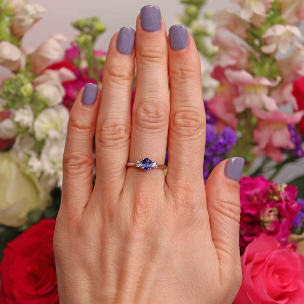 Ellibelle Jewellery Sapphire & Diamond Platinum Oval Three-Stone Engagement Ring (0.60ct)