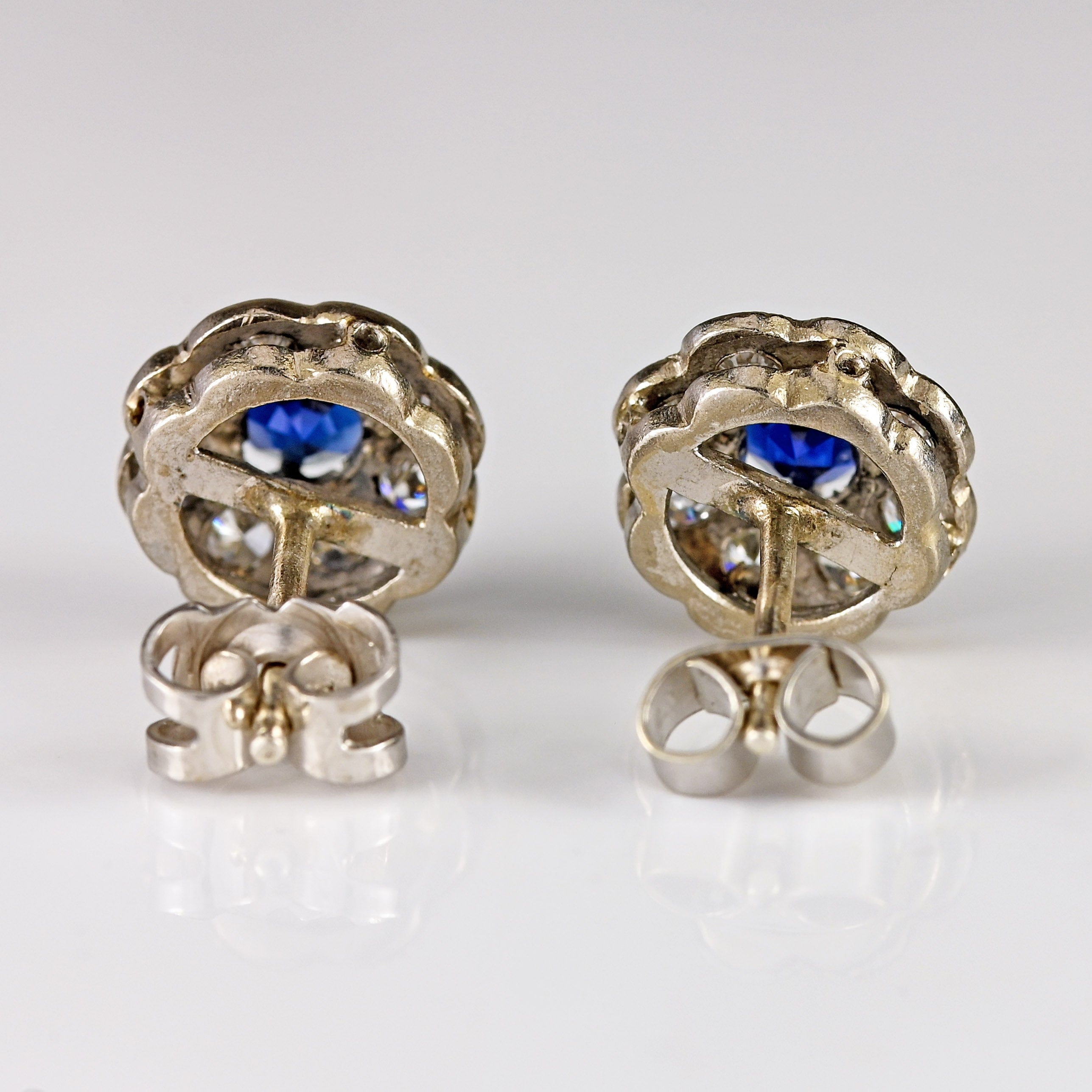 Ellibelle Jewellery Sapphire & Diamond White Gold Cluster Stud Earrings
