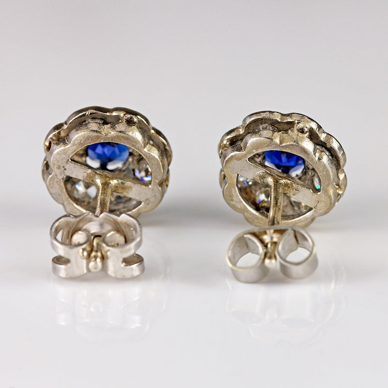 Ellibelle Jewellery Sapphire & Diamond White Gold Cluster Stud Earrings