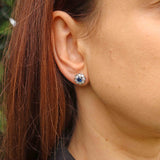 Ellibelle Jewellery Sapphire & Diamond White Gold Cluster Stud Earrings