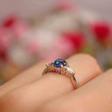 Ellibelle Jewellery Sapphire & Pear-Cut Diamond Platinum Three-Stone Engagement Ring