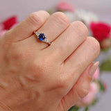 Ellibelle Jewellery Sapphire & Pear-Cut Diamond Platinum Three-Stone Engagement Ring
