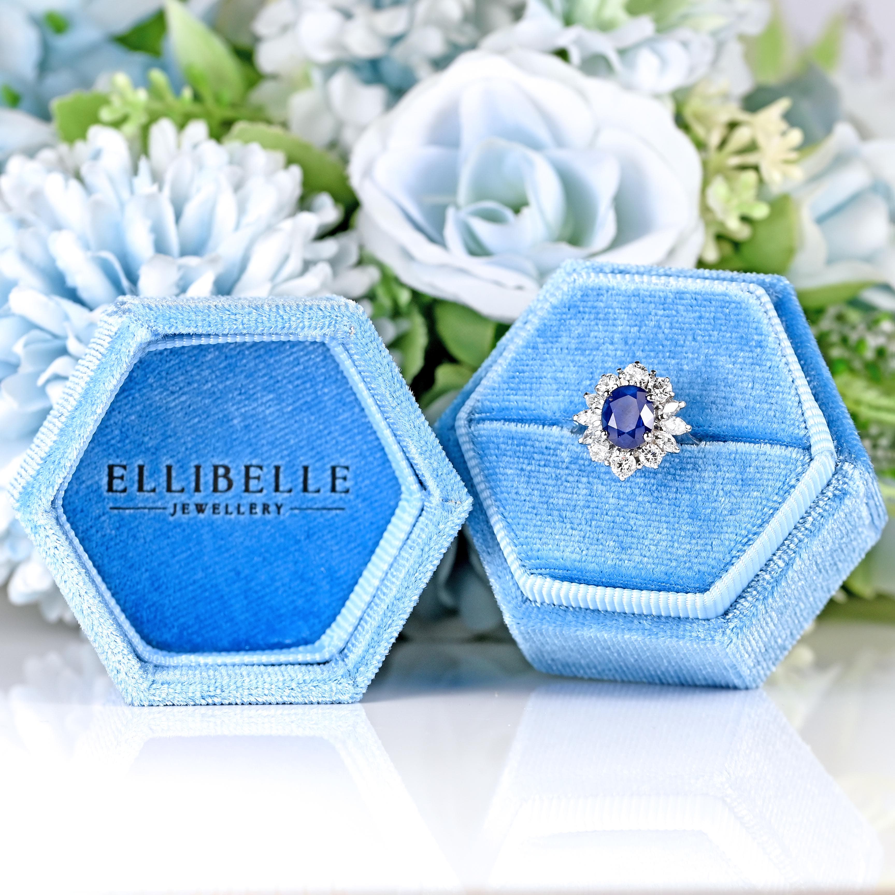 Ellibelle Jewellery Sapphire & Vari-Cut Diamond 18ct White Gold Cluster Ring (1.75cts)