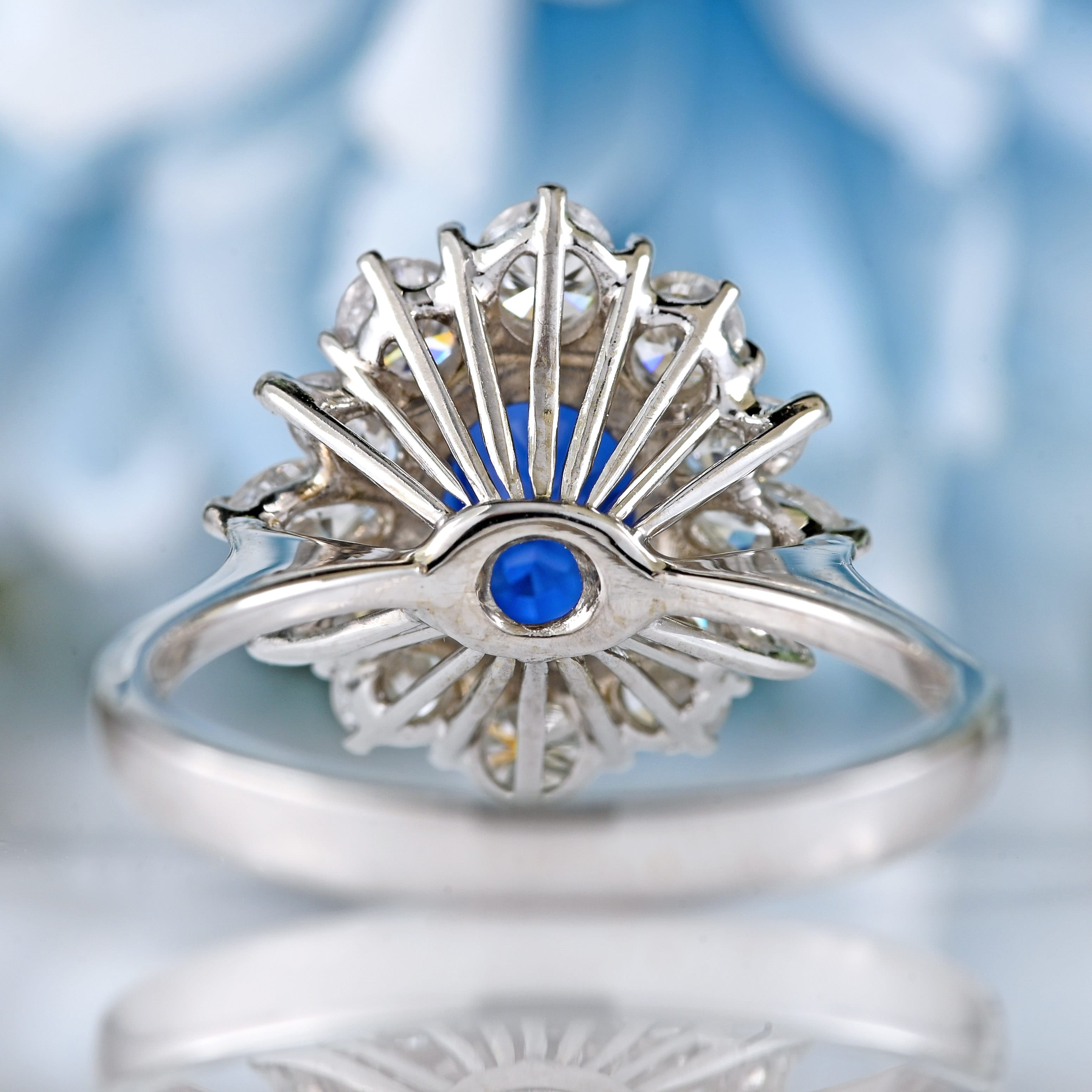 Ellibelle Jewellery Sapphire & Vari-Cut Diamond 18ct White Gold Cluster Ring (1.75cts)