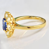 Ellibelle Jewellery Sapphire & Yellow Diamond 18ct Gold Cluster Engagement Ring (1.57ct)