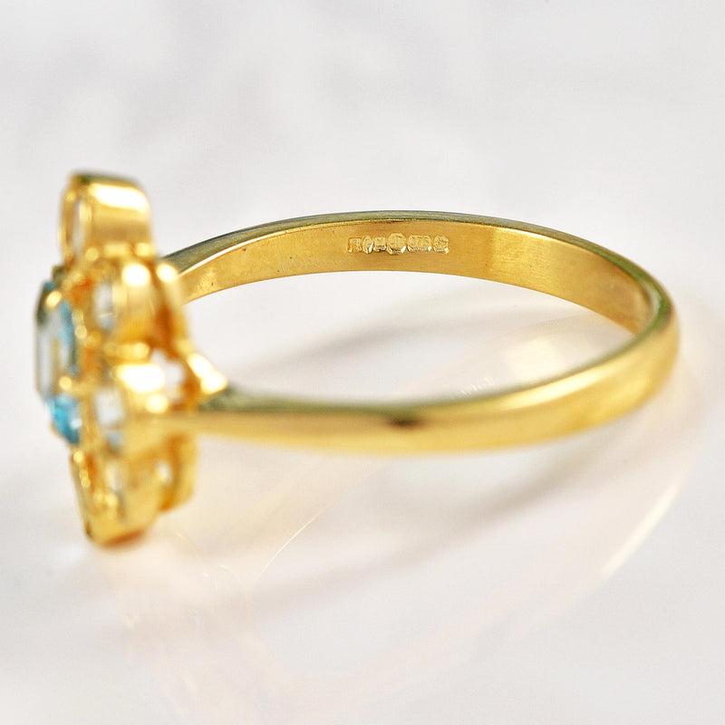 Ellibelle Jewellery Sky Blue Topaz 9ct Gold Cluster Ring